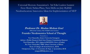 Education Financing in the States of India has a strong claim on the share in Education Cess for implementation of NEP : Prof. M.M. Goel